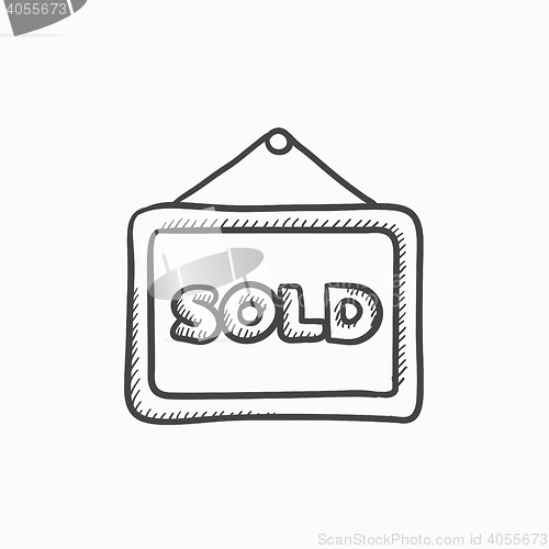 Image of Sold placard sketch icon.