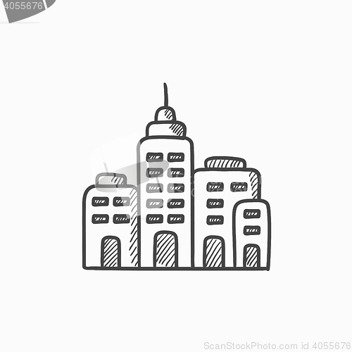 Image of Residential buildings sketch icon.