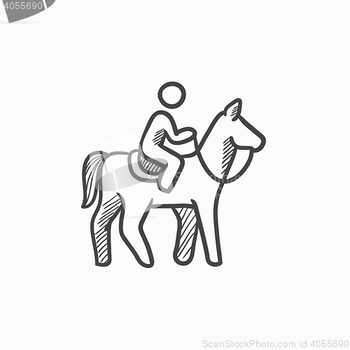 Image of Horse riding sketch icon.