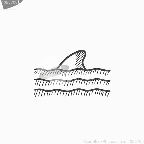 Image of Dorsal shark fin above water sketch icon.