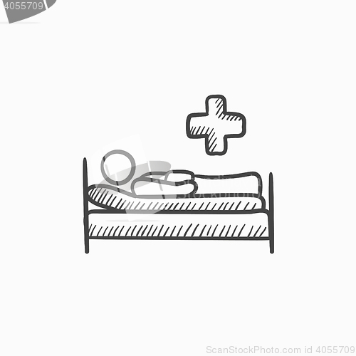 Image of Patient lying on bed  sketch icon.