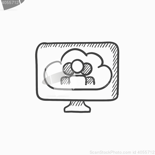 Image of Cloud computing sketch icon.