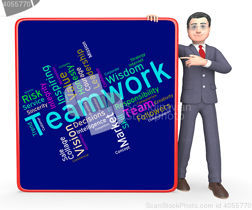 Image of Teamwork Words Indicates Unit Wordcloud And Group