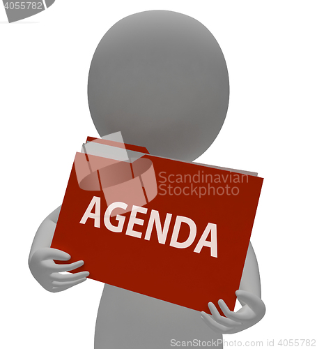 Image of Agenda Folder Means Administration Paperwork And Arranging 3d Re