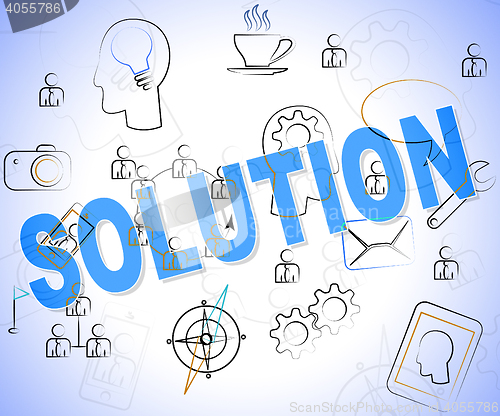 Image of Solution Word Shows Successful Achievement And Resolve