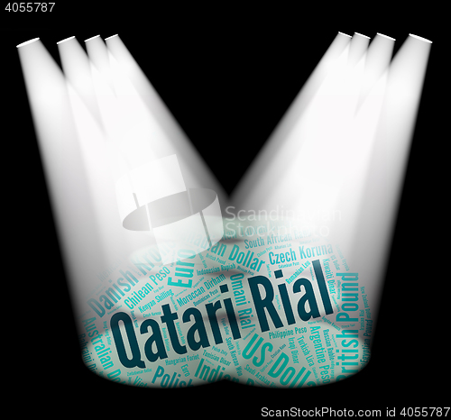 Image of Qatari Rial Indicates Foreign Currency And Currencies