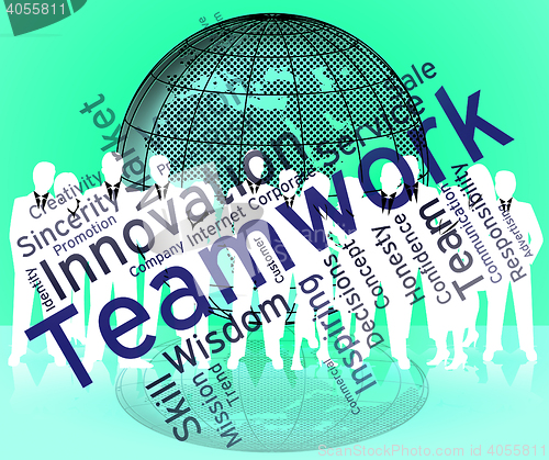 Image of Teamwork Words Shows Text Organized And Networking
