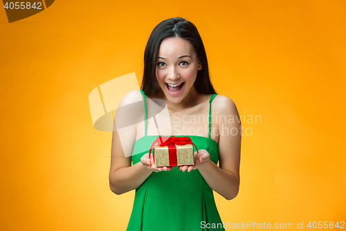 Image of Chinese girl with a gift