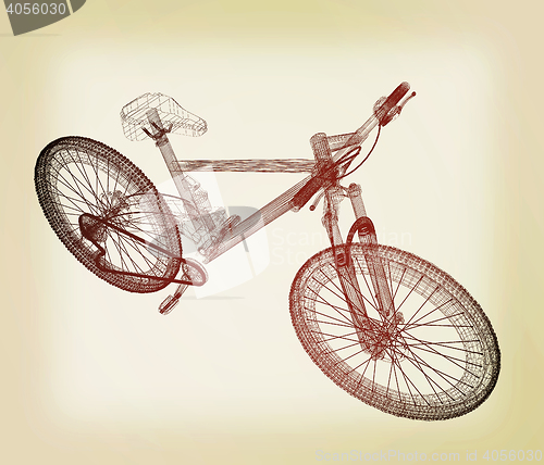 Image of bicycle as a 3d wire frame object isolated. 3D illustration. Vin