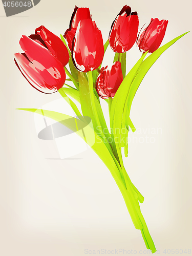 Image of Tulip flower. 3D illustration. Vintage style.