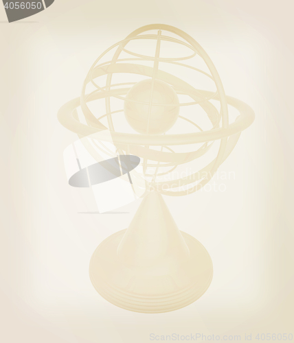 Image of Terrestrial globe model . 3D illustration. Vintage style.