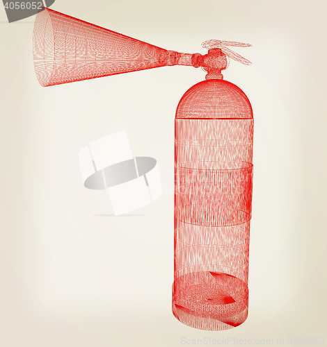 Image of fire extinguisher. 3D illustration. Vintage style.