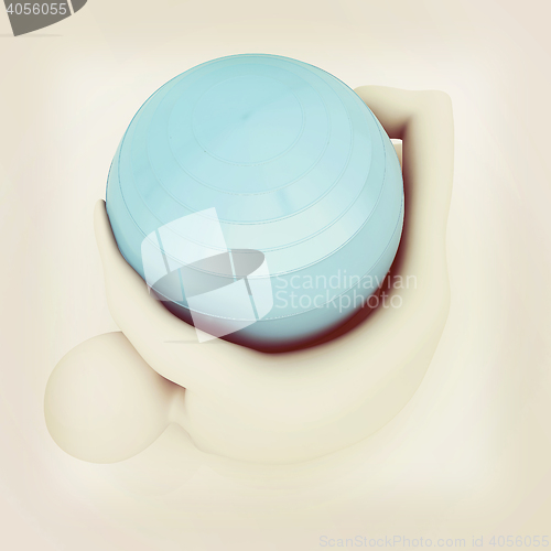 Image of 3d man exercising position on fitness ball. My biggest pilates s