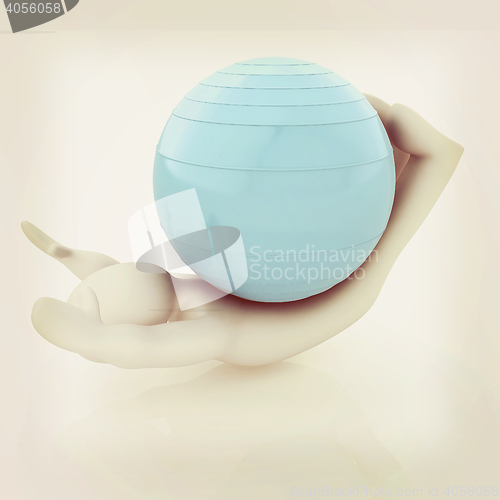 Image of 3d man exercising position on fitness ball. My biggest pilates s