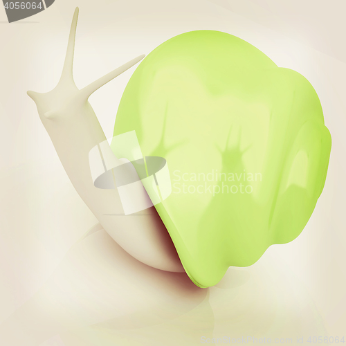 Image of 3d fantasy animal, snail on white background . 3D illustration. 