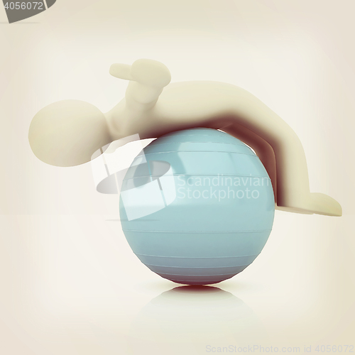 Image of 3d man exercising position on fitness ball. My biggest pilates s