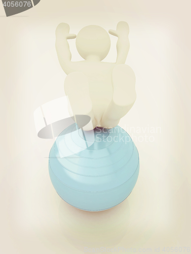 Image of 3d man exercising position on fitness ball. My biggest pilates s