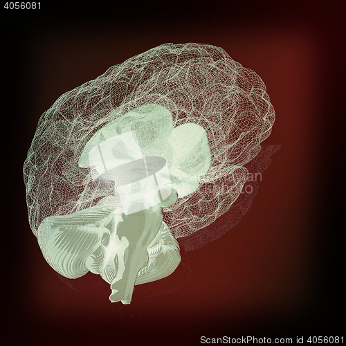 Image of Creative concept of the human brain. 3D illustration. Vintage st