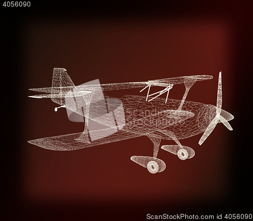 Image of retro airplane isolated on black background . 3D illustration. V