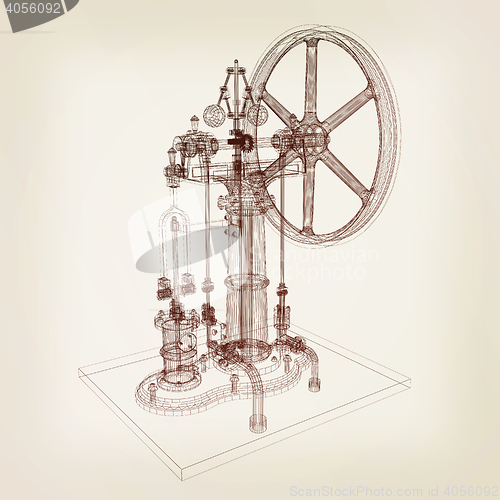 Image of Perpetuum mobile. 3d render. 3D illustration. Vintage style.