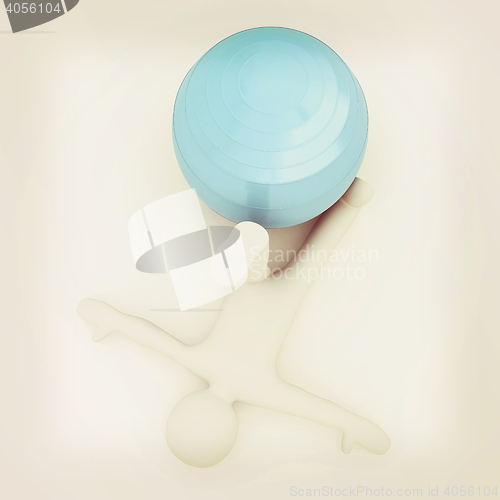 Image of 3d man exercising position on fitness ball. My biggest pilates s