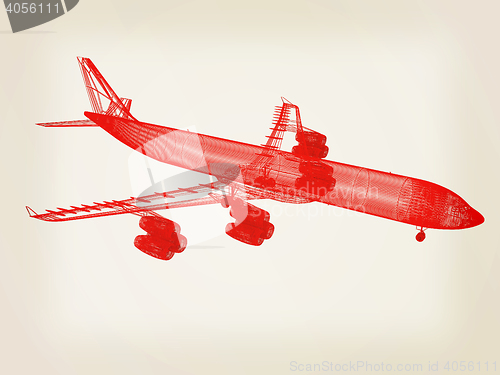 Image of Airplane. 3D illustration. Vintage style.
