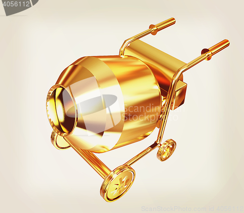 Image of Concrete mixer. 3D illustration. Vintage style.