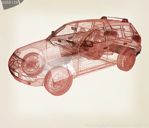 Image of Model cars. 3d render . 3D illustration. Vintage style.