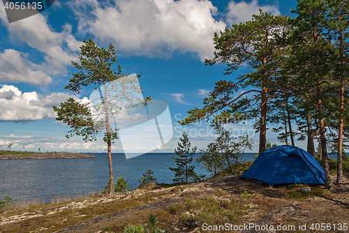 Image of Tent by the lake.