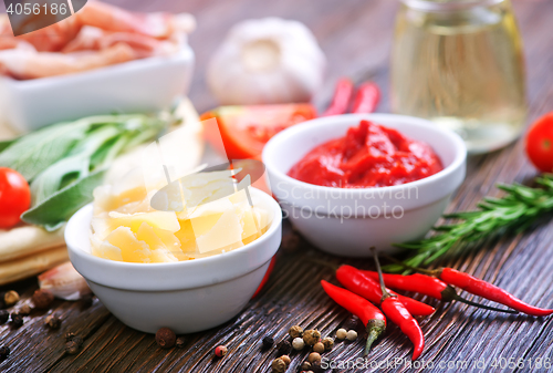 Image of ingredients for pizza