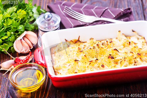 Image of cauliflower baked with egg