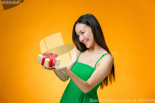 Image of Chinese girl with a gift