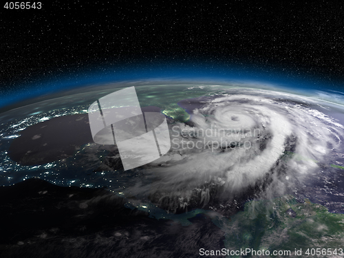 Image of Hurricane from space at night