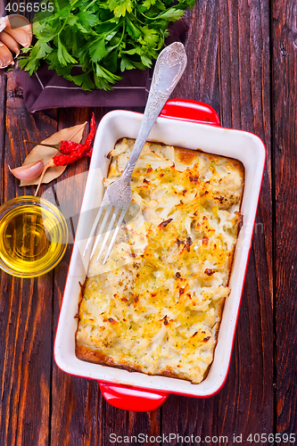 Image of cauliflower baked with egg