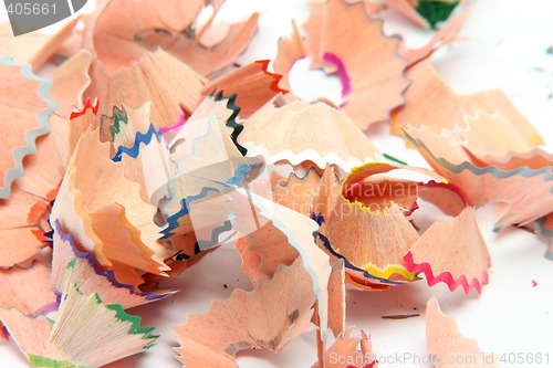 Image of pencils shavings background