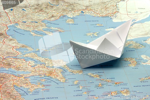 Image of travel to greece by boat