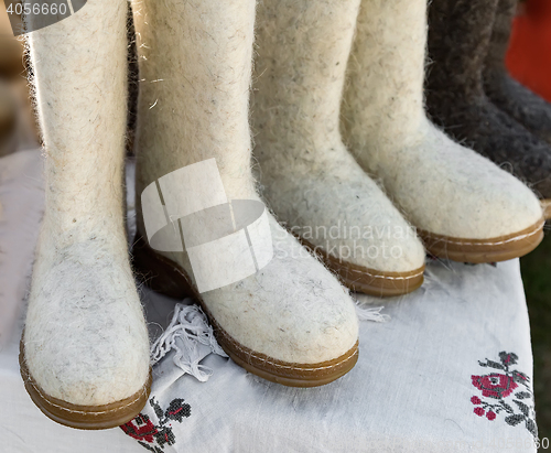 Image of Warm shoes made of felt (felt boots)