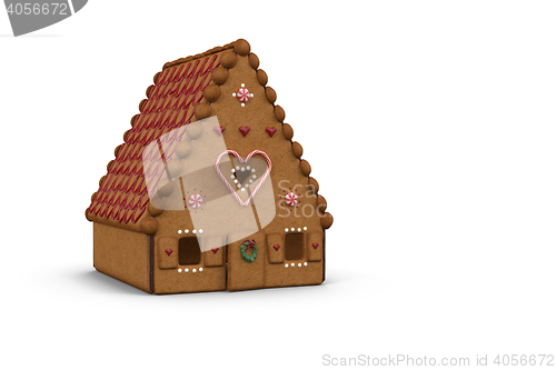 Image of Beautiful gingerbread house on a white background.