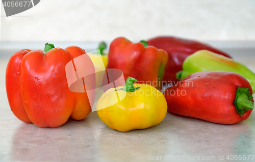 Image of Red , yellow and green pepper bell pepper.