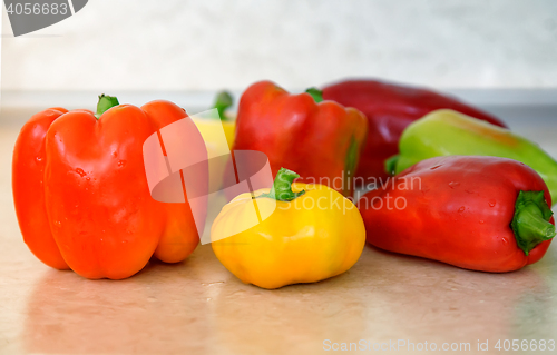 Image of Red , yellow and green pepper bell pepper.