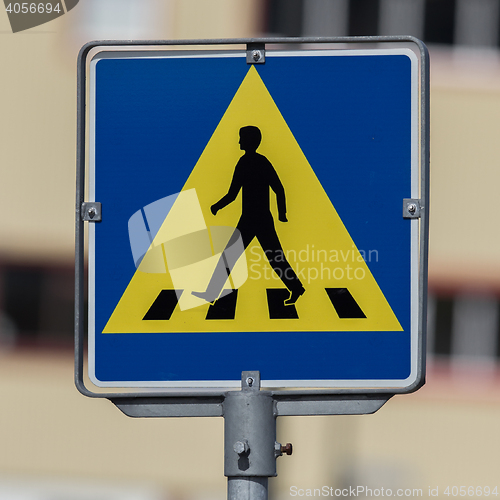 Image of Vintage pedestrian transit traffic sign in Iceland 