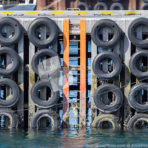 Image of Mooring wall with car tires