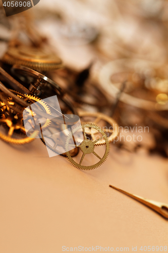 Image of Detail of clock parts for restoration