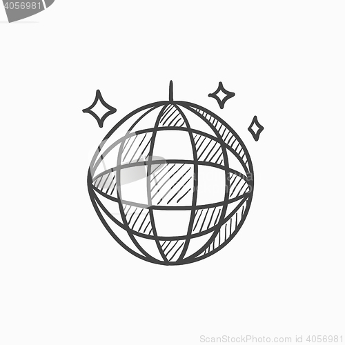 Image of Disco ball sketch icon.