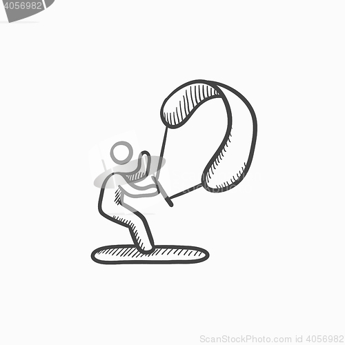 Image of Kite surfing sketch icon.