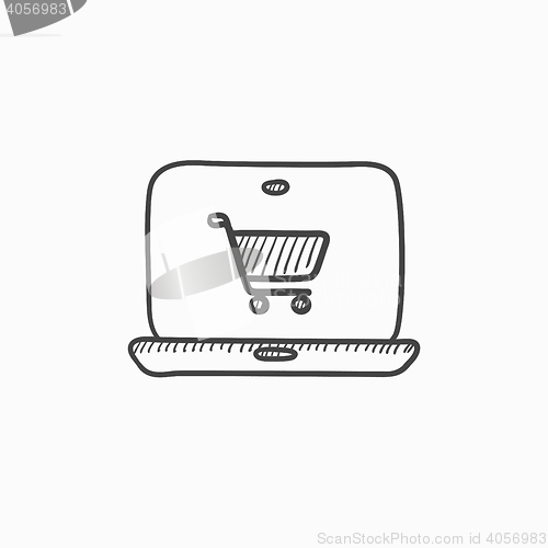 Image of Online shopping sketch icon.