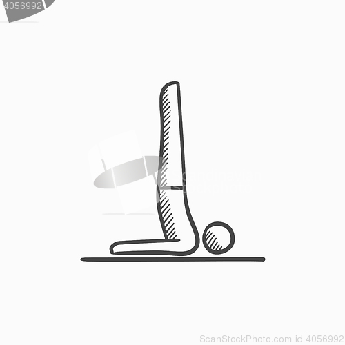 Image of Man practicing yoga sketch icon.