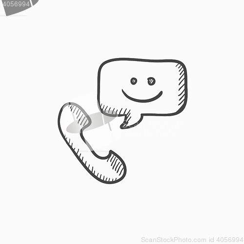 Image of Receiver with speach square sketch icon.