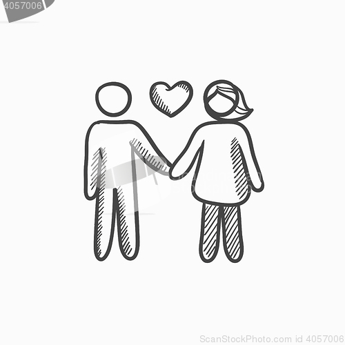 Image of Couple in love sketch icon.