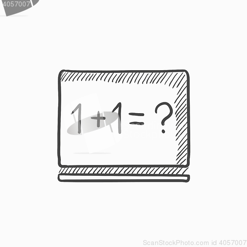 Image of Maths example written on blackboard sketch icon.